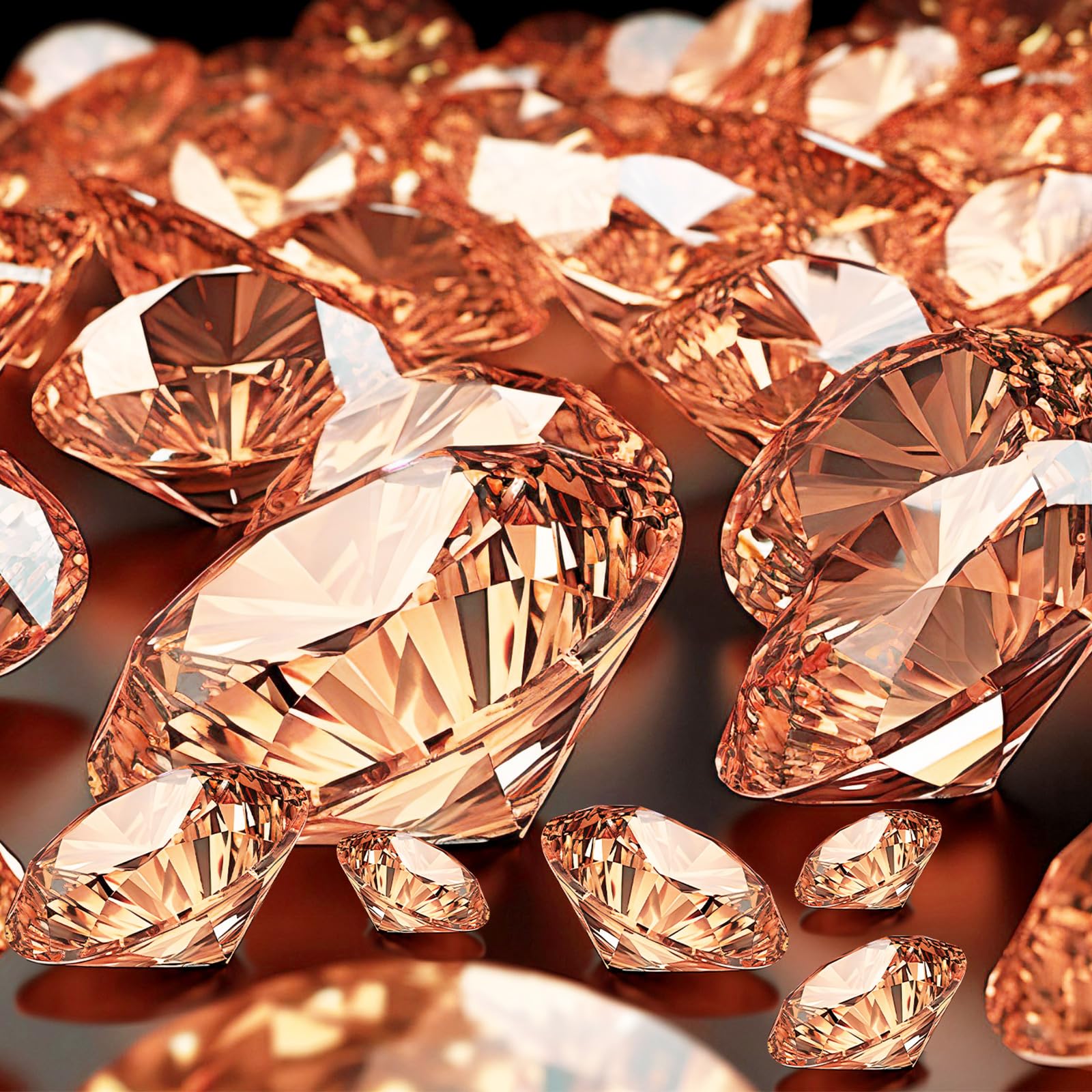 Hicarer 800 Pieces Diamond Decorations Acrylic Diamond Table Scatter Crystals for Table for Vase Fillers Party Table (Rose Gold,