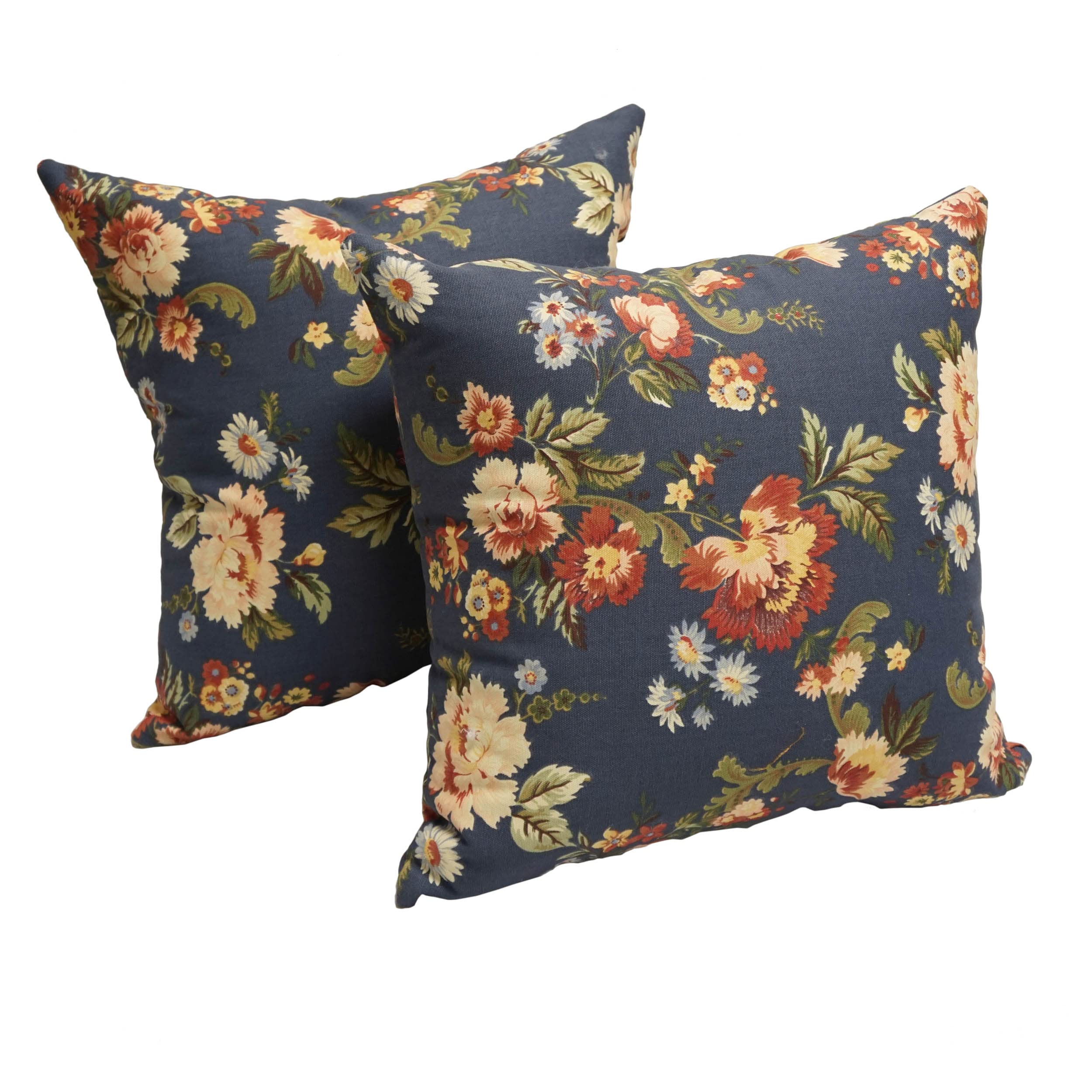 Blazing Needles Printed Throw Pillow, 17", Royal Bloom 2 Count