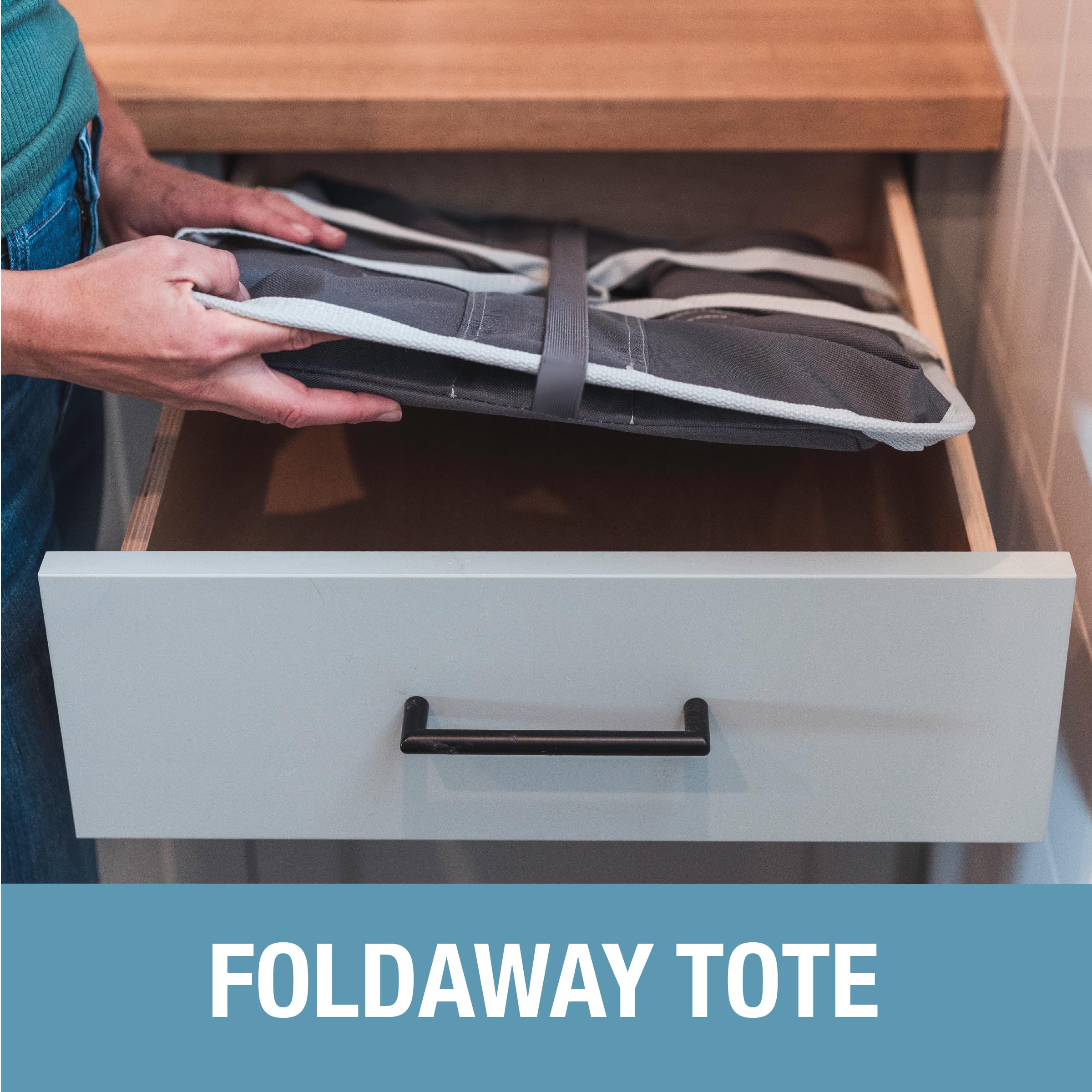 Clevermade Collapsible Laundry Tote, Denim/Charcoal 2Pk - 50L (13 Gal) Collapsible Laundry Baskets With Sturdy Pop-Up Wire Frame