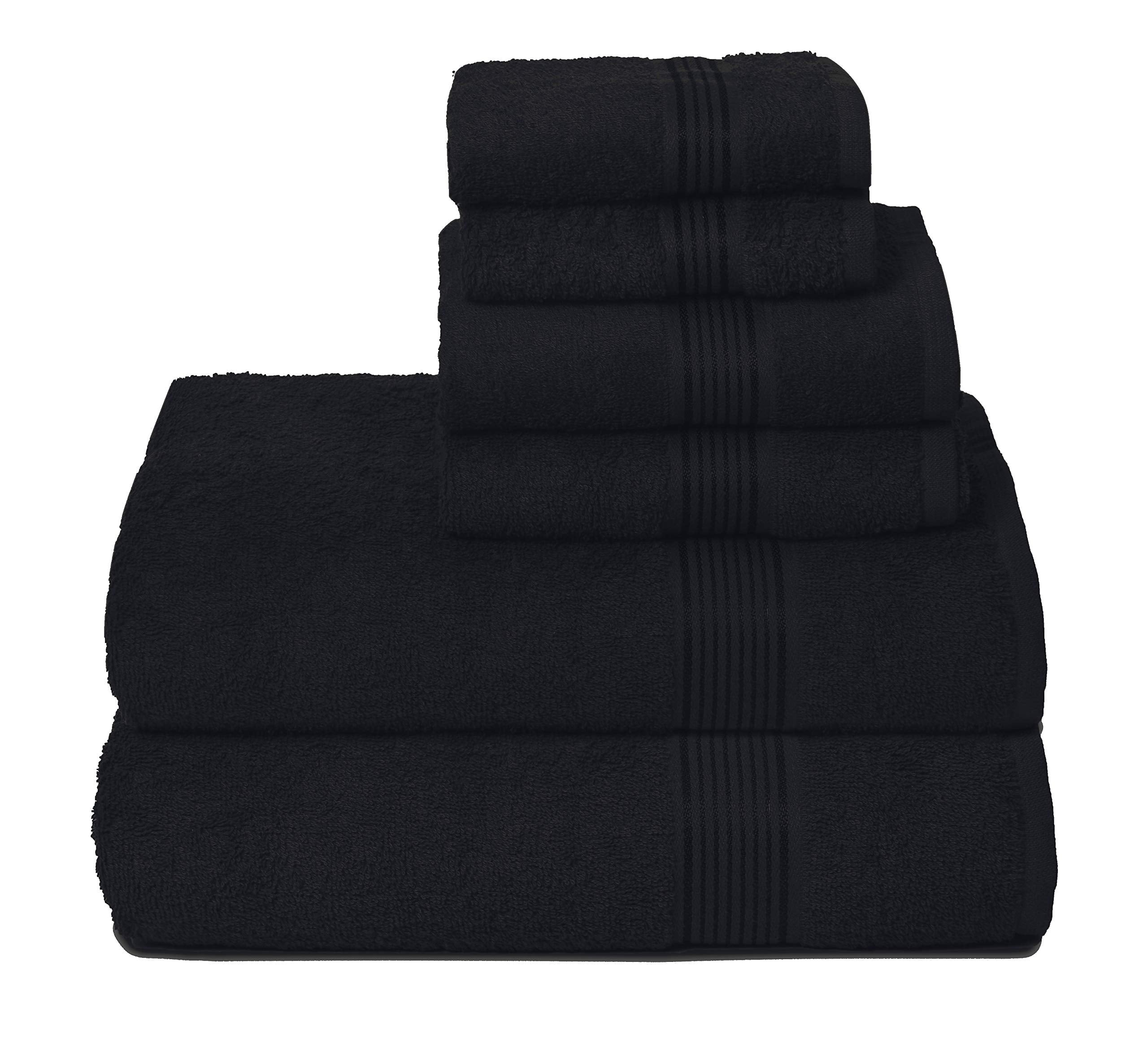 Elvana Home Ultra Soft 6 Pack Cotton Towel Set, Contains 2 Bath Towels 28x55 inch, 2 Hand Towels 16x24 inch & 2 Wash Coths 12x12