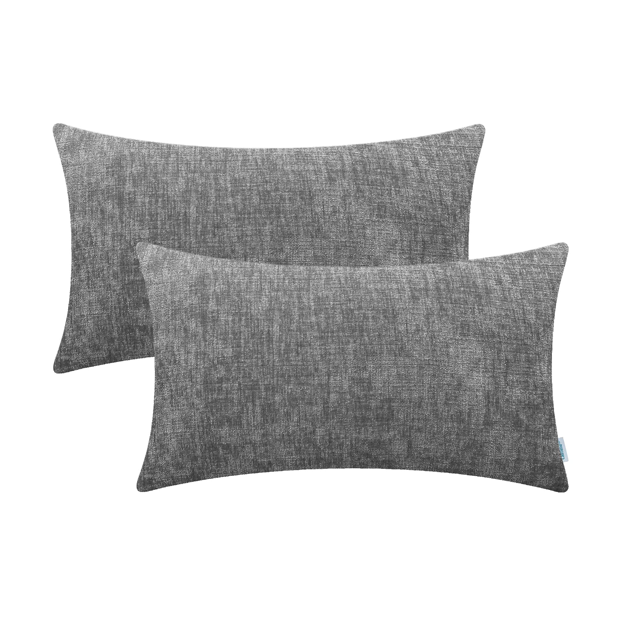 Calitime Pack Of 2 Cozy Pillow Covers Cases For Couch Sofa Home Decoration Solid Dyed Soft Chenille 12 X 20 Inches Medium Grey