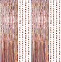 Decor365 Rose Gold Party Decoration Foil Tinsel Fringe Curtain Backdrop Hanging Circle Garland Birthday Party Decor Bridal Baby 
