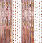 Decor365 Rose Gold Party Decoration Foil Tinsel Fringe Curtain Backdrop Hanging Circle Garland Birthday Party Decor Bridal Baby 