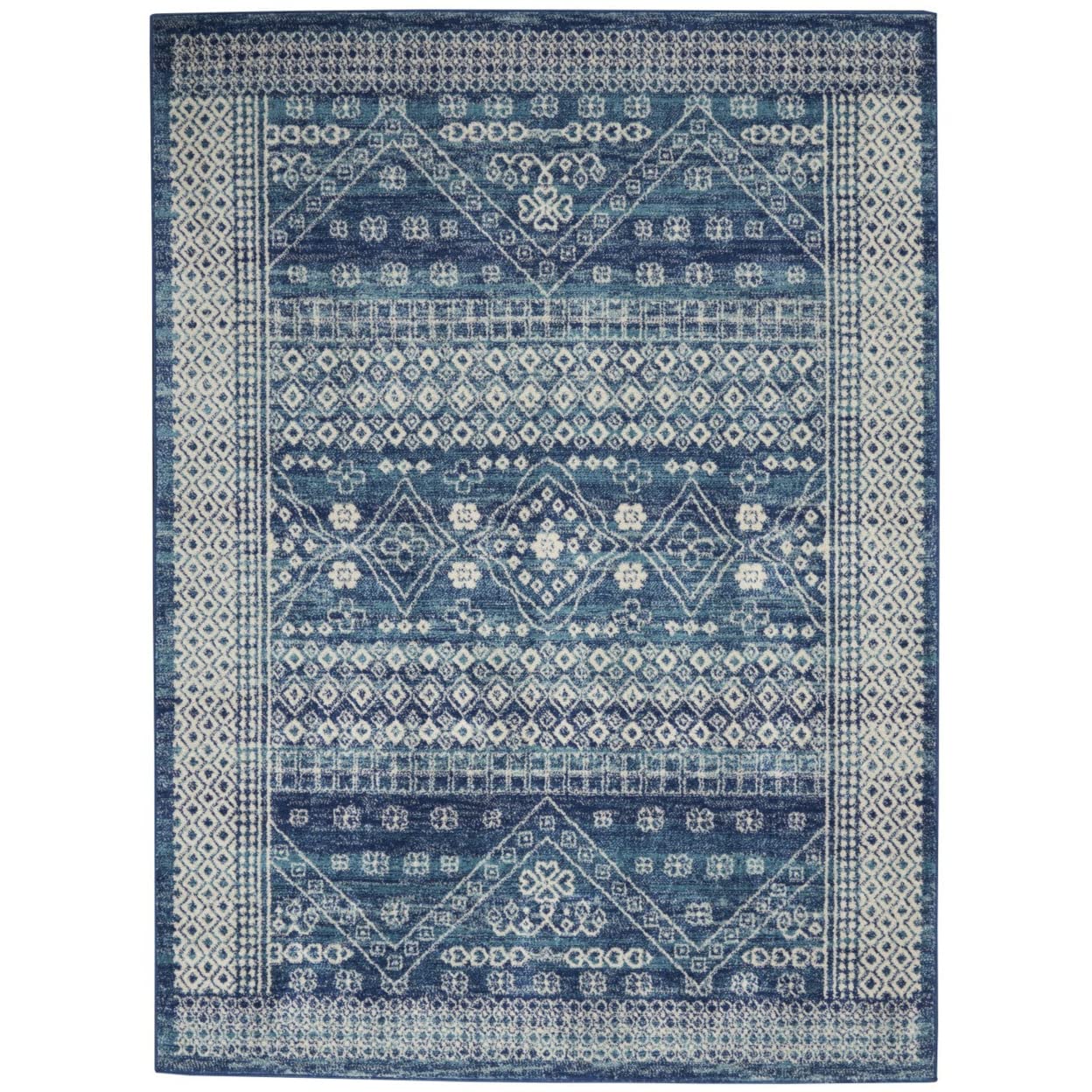 HomeRoots 100% Polypropylene 4â?? x 6â?? Navy Blue and Ivory Persian Motifs Area Rug