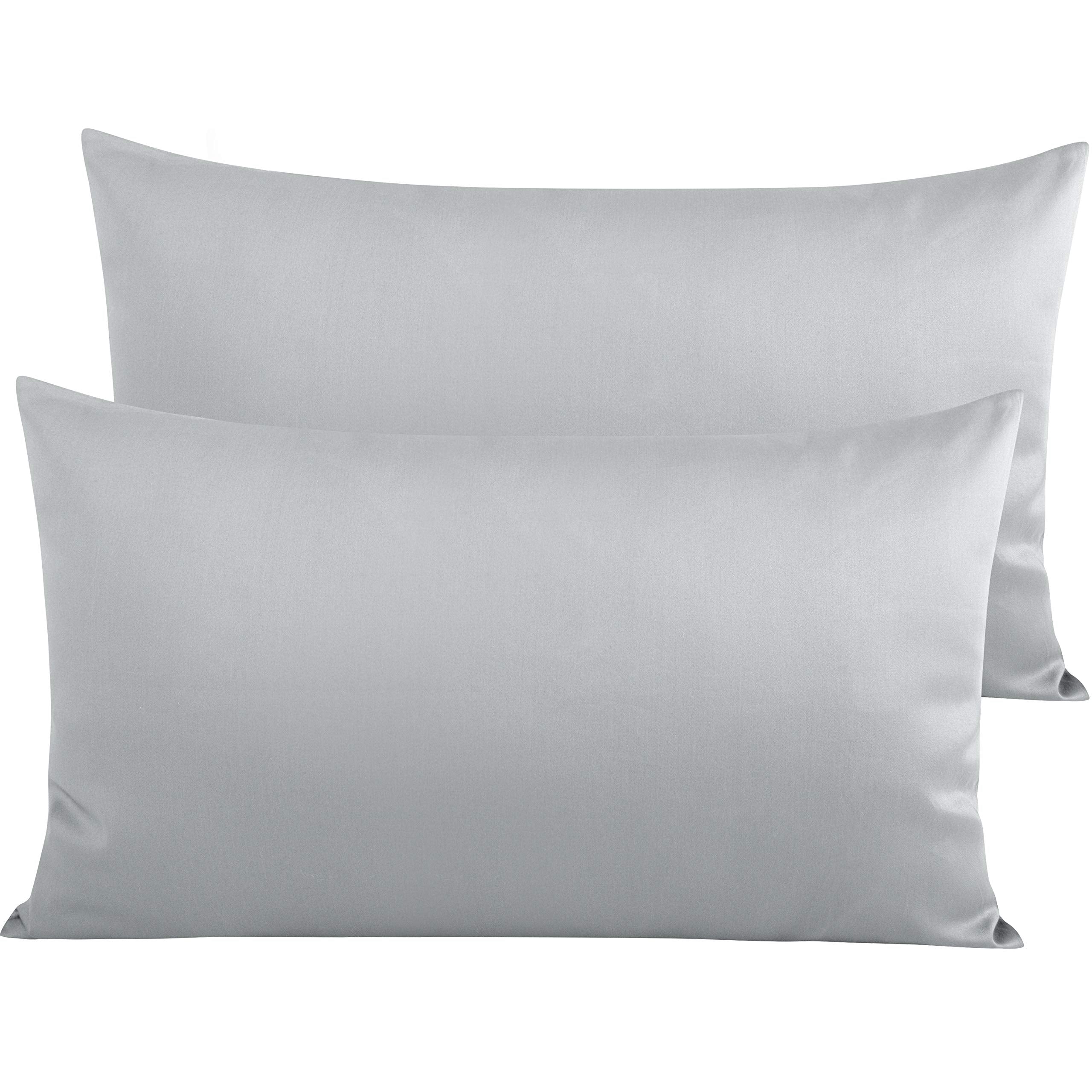 Ntbay 500 Thread Count 100% Egyptian Cotton King Pillowcases, Super Soft And Breathable Envelope Closure Pillow Cases, 20X36 Inches, Light Grey