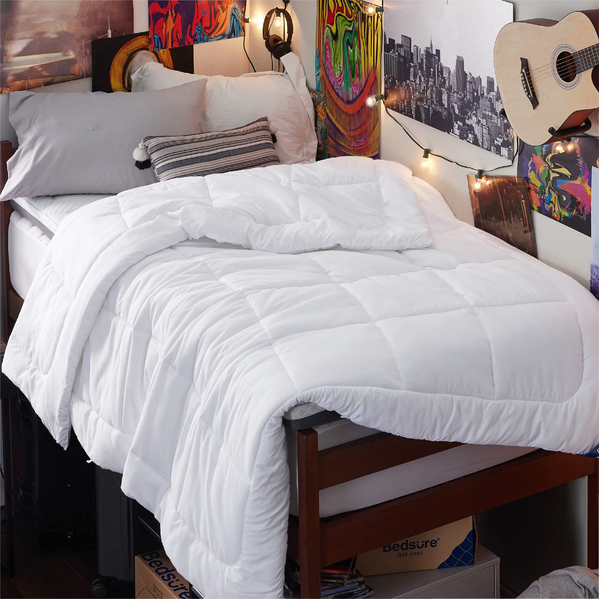 Bedsure Twin Xl Comforter Duvet Insert - Extra Long Twin Comforter, Quilted All Season White Duvet Twin Xl With Corner Tabs