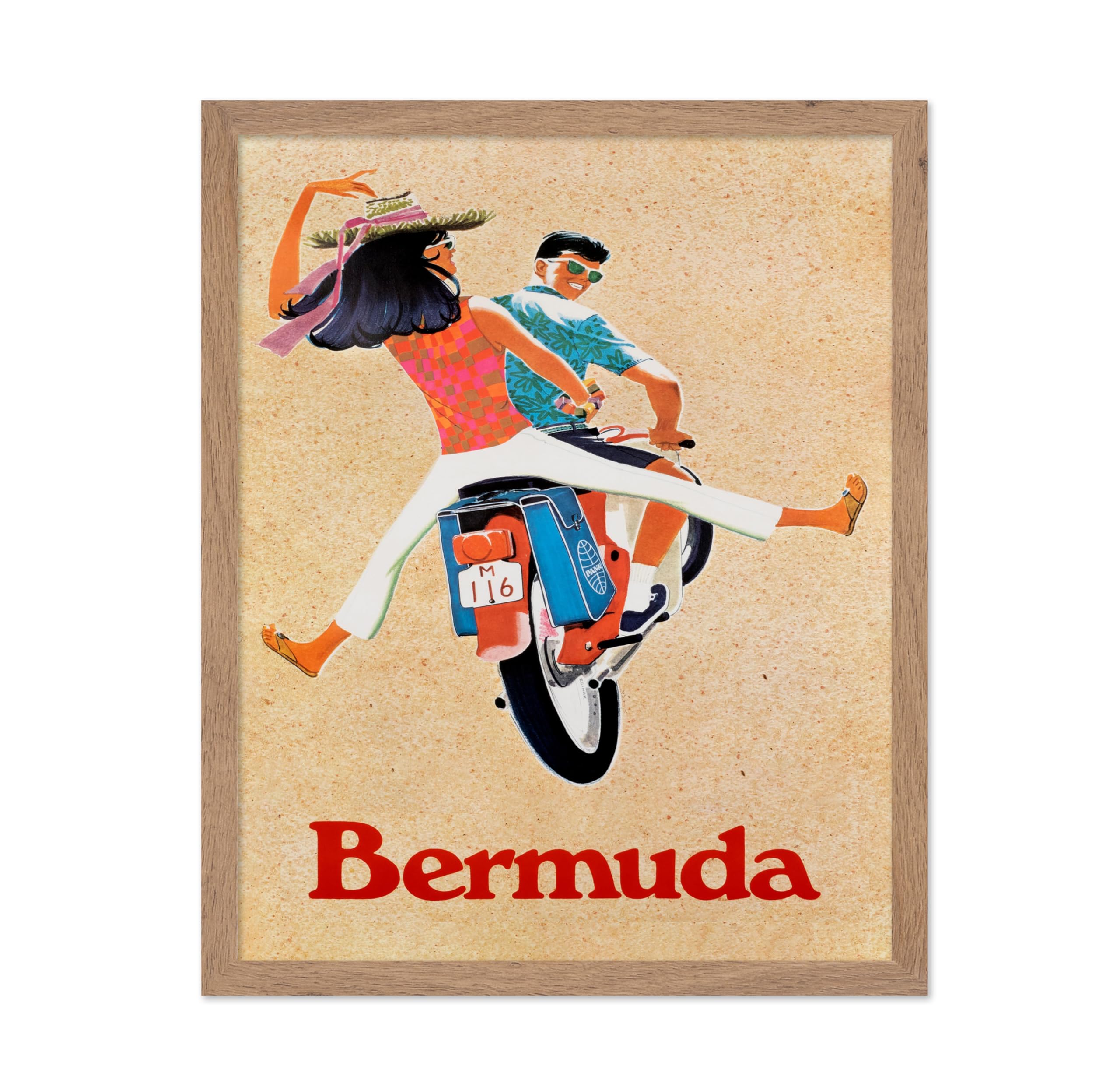 Poster Master Bermuda Wall Art - Vintage Bermuda Airline Poster - Motorcycle Print - Great Wall Decor Gift for Home, Office, Liv