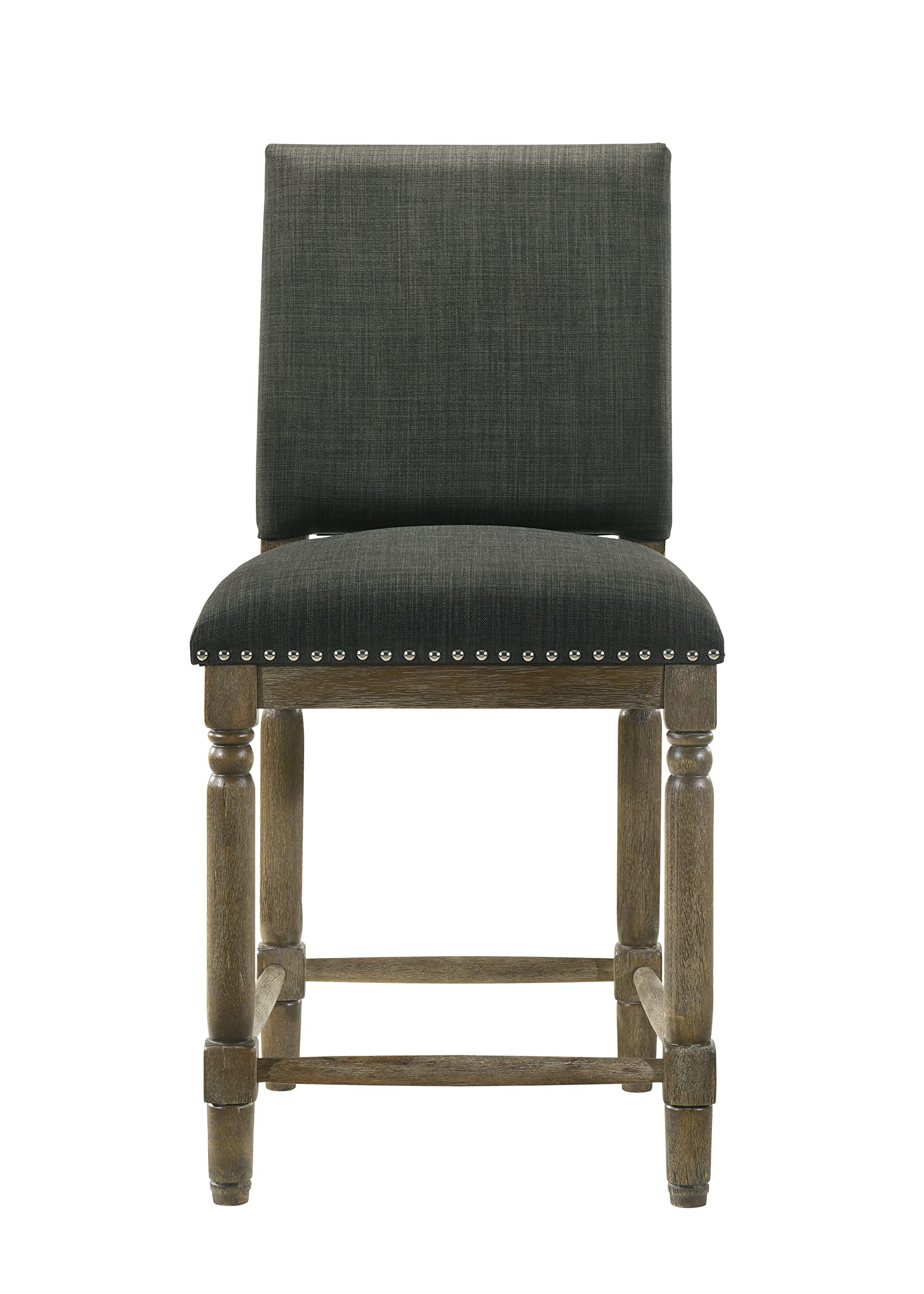 Lilola Home Everton Gray Upholstered Dining Room Chair with Nailhead Trim