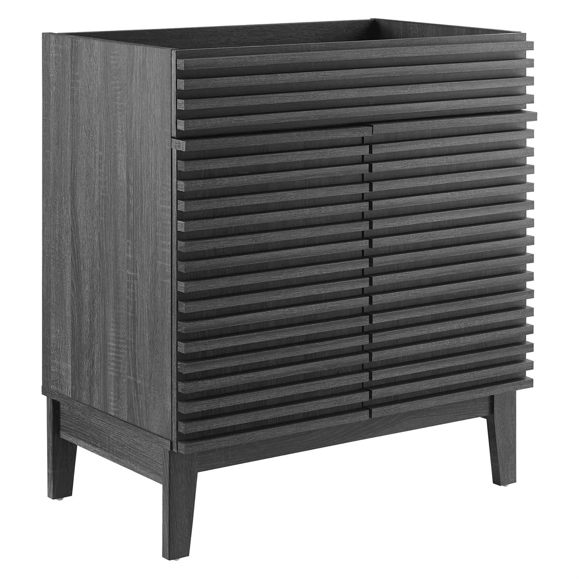 Ergode 30'' Mid-Century Modern Vanity Cabinet - Durable Frame, Smooth Laminate Finish, Adjustable Shelf - Sink Not Included