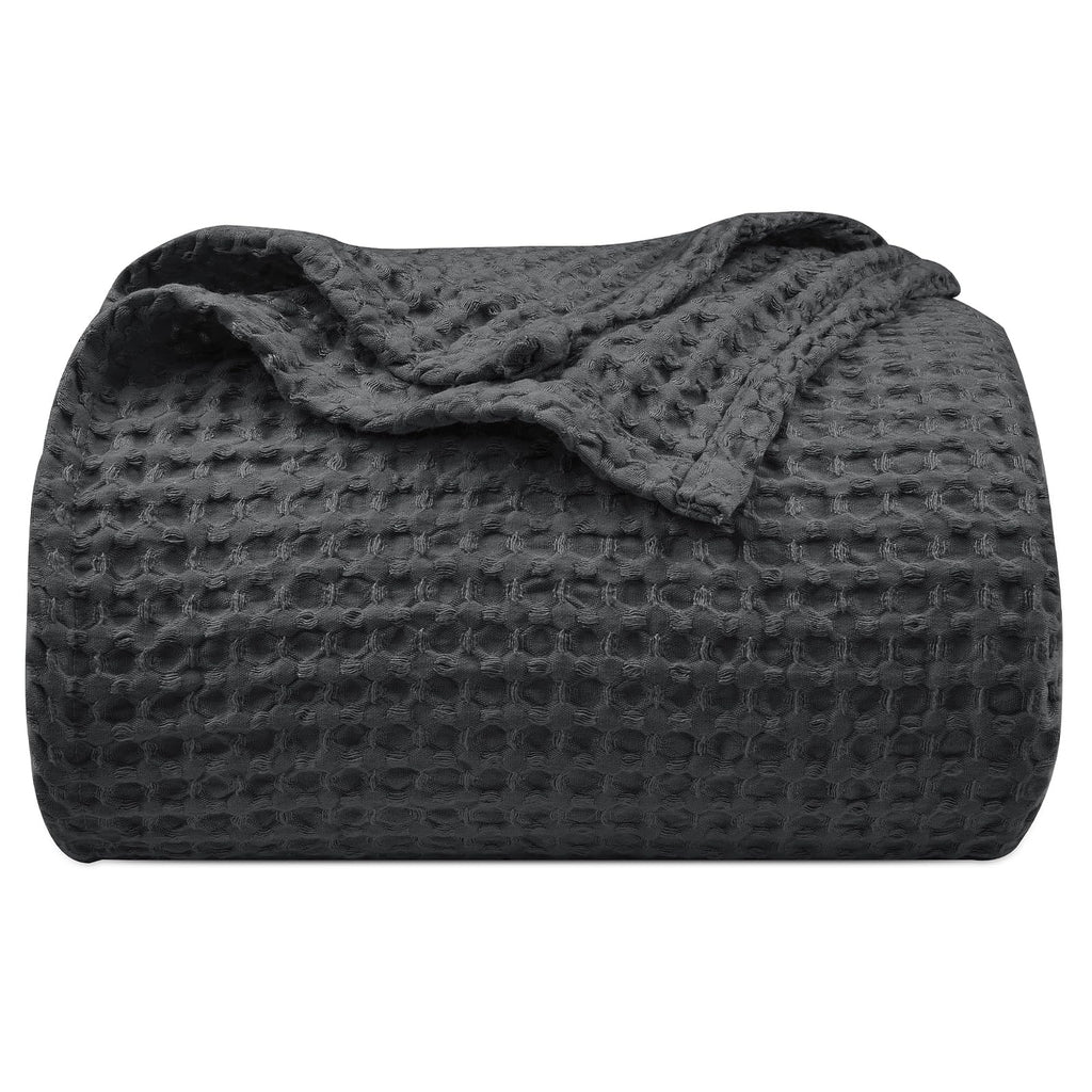 Phf Ultra Soft Waffle Weave Blanket Twin Size 66'X 90'- Washed Lightweight Breathable Breathable Cozy Woven Blanket - Great For Couch Bed Sofa Home Car - Black