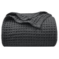 Phf Ultra Soft Waffle Weave Blanket Twin Size 66'X 90'- Washed Lightweight Breathable Breathable Cozy Woven Blanket - Great For Couch Bed Sofa Home Car - Black