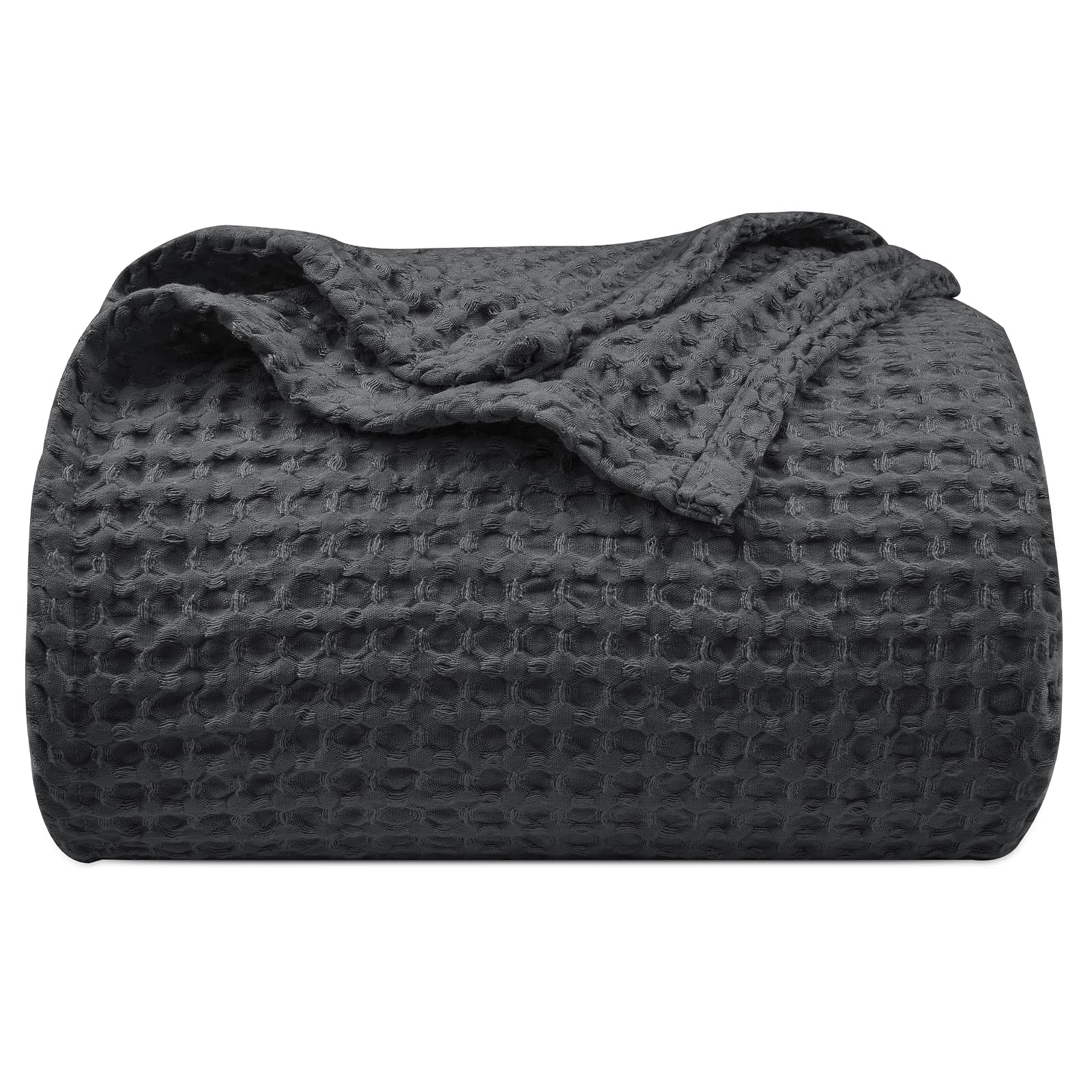 Phf Ultra Soft Waffle Weave Blanket Twin Size 66'X 90'- Washed Lightweight Breathable Breathable Cozy Woven Blanket - Great For Couch Bed Sofa Home Car - Black
