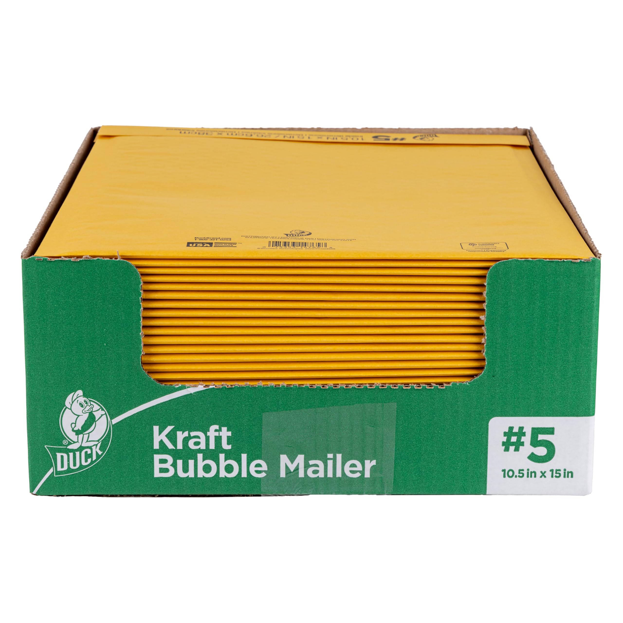 Duck Brand #5 Kraft Bubble Mailer, Manila, 10.5 Inch X 15 Inch, 25 Pack