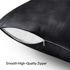 Bedelite Satin Pillowcase With Zipper, Black Pillow Cases Queen Size Set Of 2, Super Soft And Cooling Similar To Silk Pillow Cas