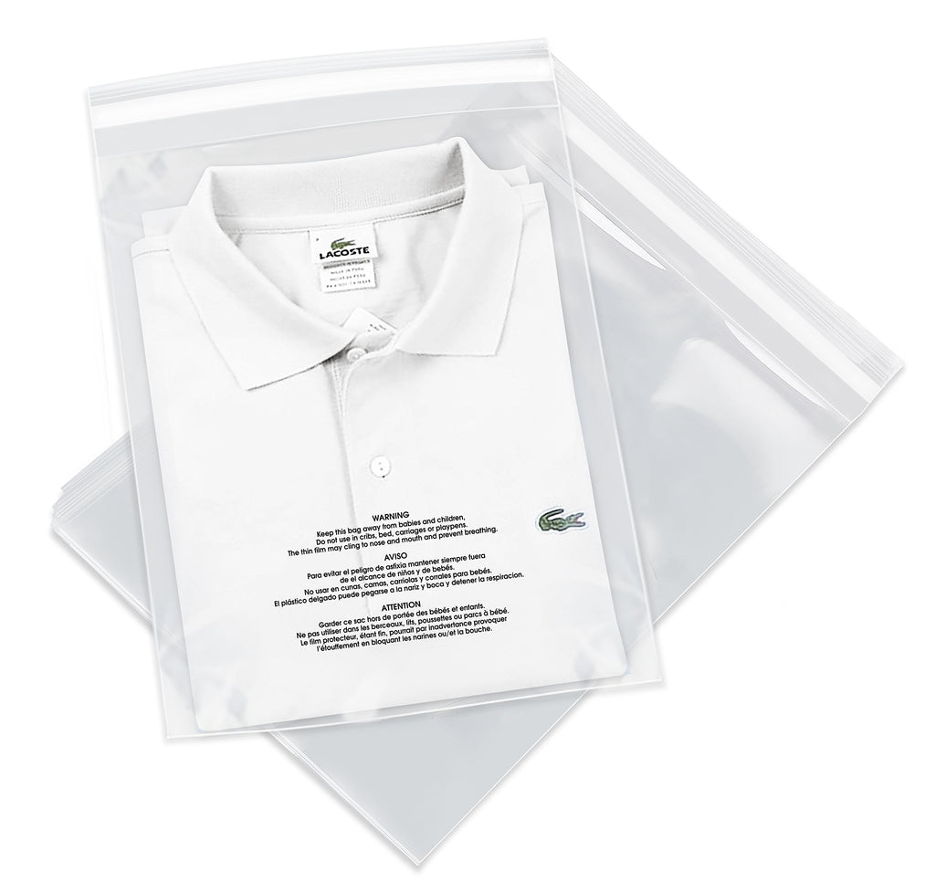 Spartan Industrial - 11' X 14' (1000 Count) Self Seal Clear Poly Bags With Suffocation Warning For Packaging, T Shirts - Perma
