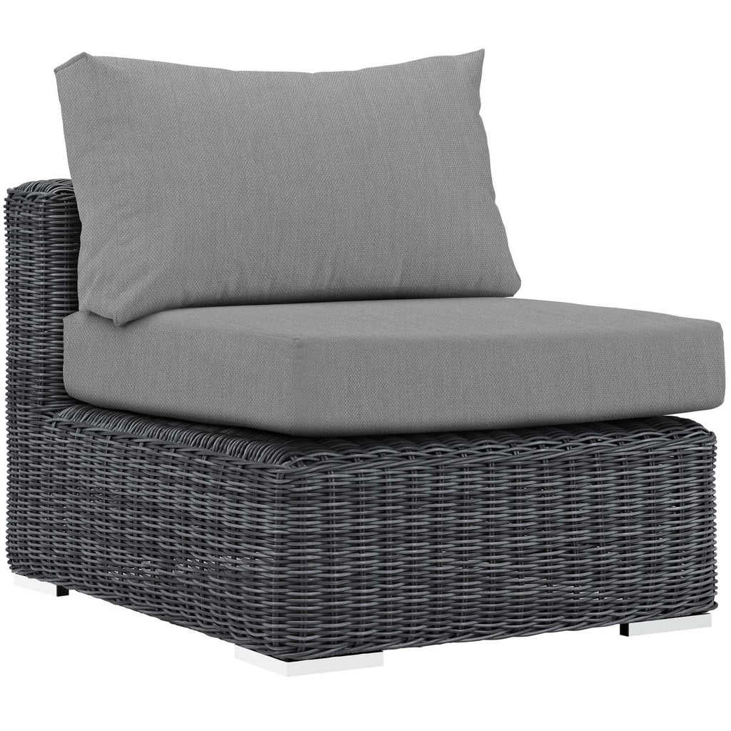 Modway EEI-1868-GRY-GRY Summon Wicker Rattan Outdoor Patio Sunbrella Fabric, Armless Chair, Canvas Gray