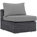 Modway EEI-1868-GRY-GRY Summon Wicker Rattan Outdoor Patio Sunbrella Fabric, Armless Chair, Canvas Gray