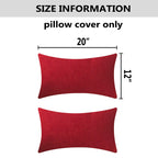 Home Brilliant Lumbar Pillow Cover Linen Rectangular Throw Pillow Covers Dark Red Cushion Covers For Pets, 12 X 20(30X50Cm), 2 P
