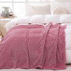 Dusty Pink Throw Blanket 60''  80'' Inches Gifts For Mom Fuzzy 3D Jacquard Decorative Flannel Fleece Super Soft Plush Cozy Blank
