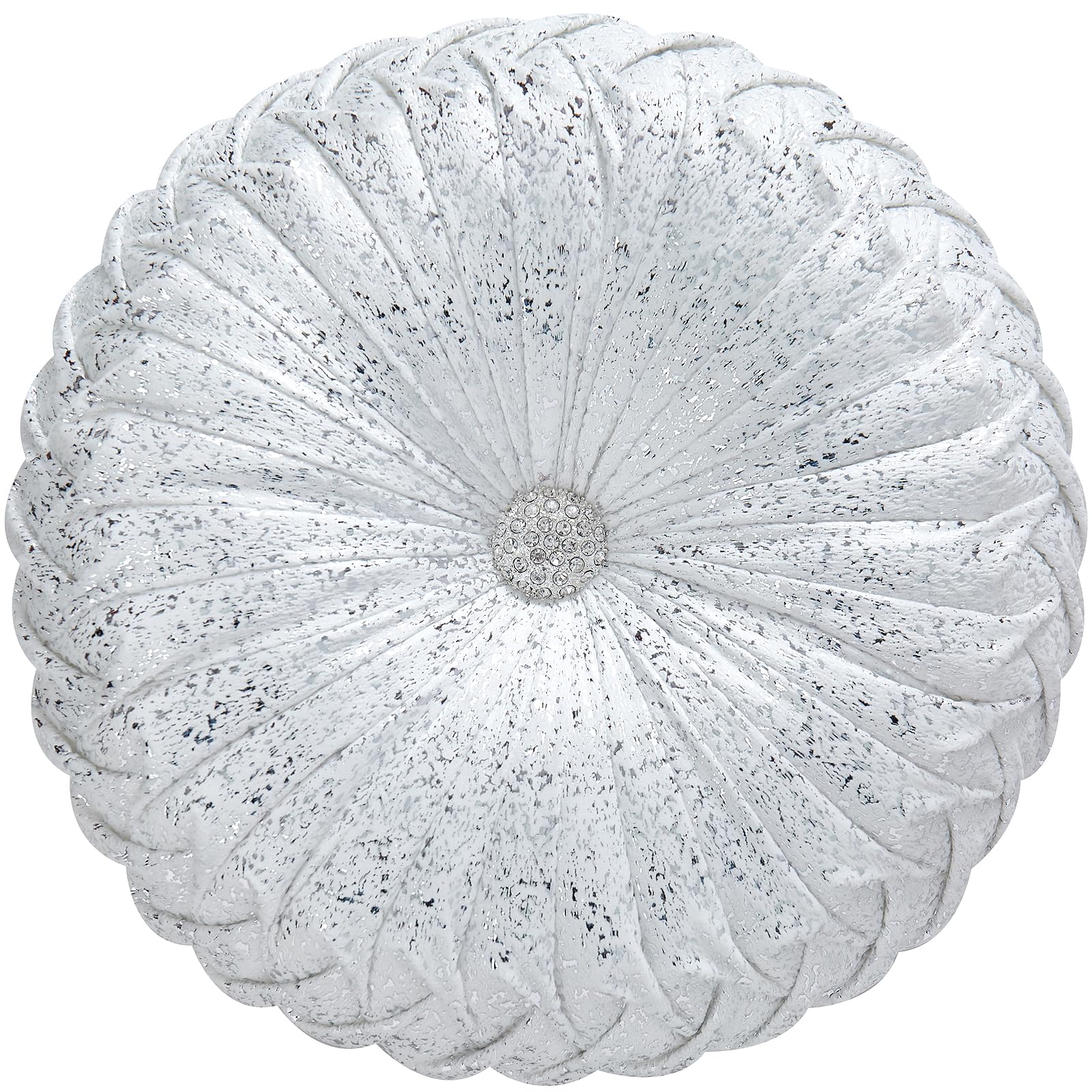 Eucior Round Throw Pillows,White And Silver Throw Pillows,White Decorative Pillow,Pumpkin Pleated Handmade White Round Velvet De