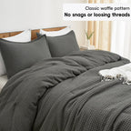 Phf 3 Pieces Waffle Weave Comforter Set King Size, Lightweight Breathable Comfy Bedding Set For All Season, Ultra Soft Textured
