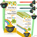 Sayglossy 24 Set St. Patrick'S Day Pens Gifts Bulk Students Appreciation Gifts Include Greeting Card With Tie And Treasure Pot B