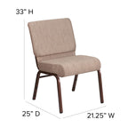 Flash Furniture Hercules Series 21''W Stacking Church Chair In Beige Fabric - Copper Vein Frame
