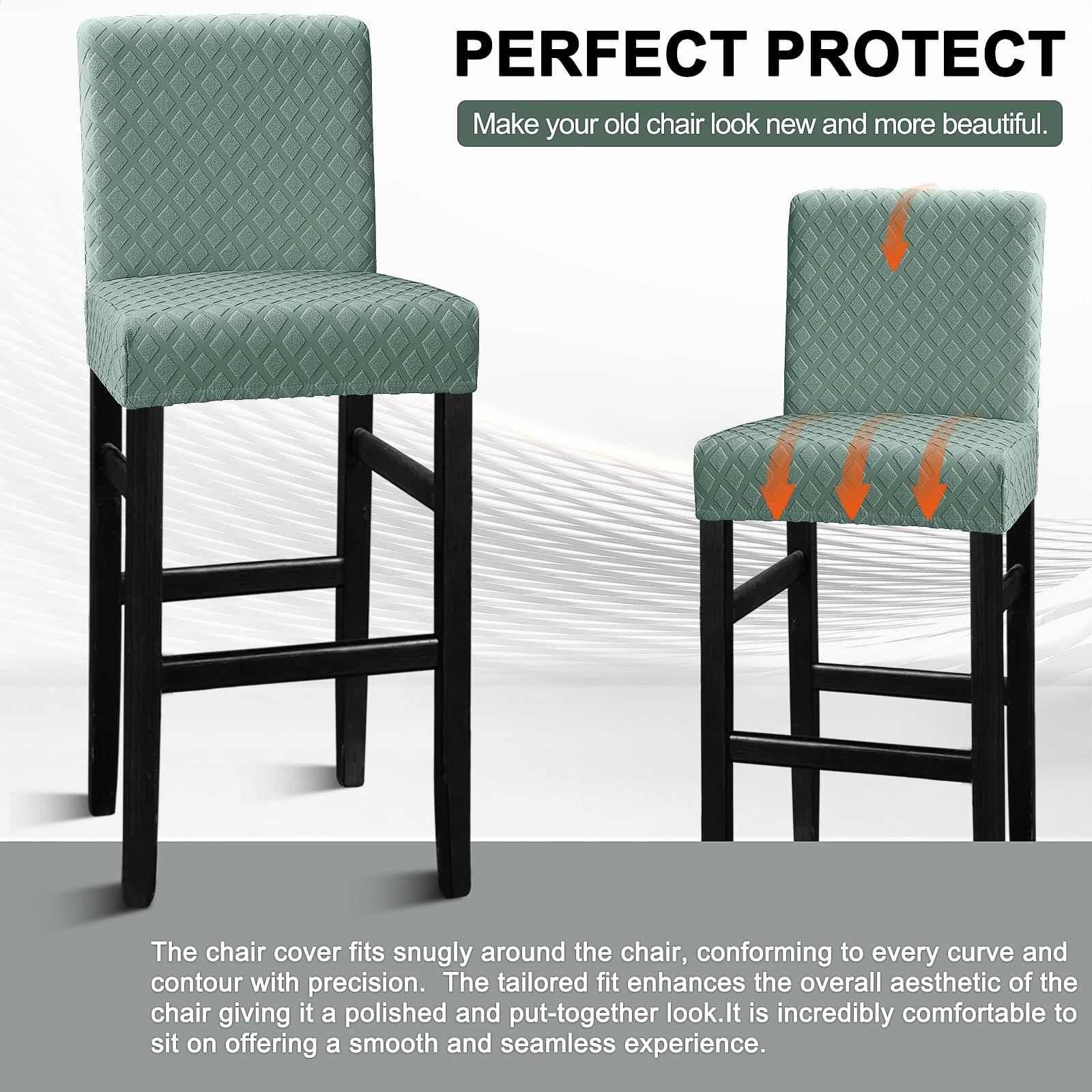 Lellen Bar Stool Covers Set Of 4 - Bar Stool Chair Covers Barstool Covers Slipcovers With Back Pub Counter Stool Chair Covers Co