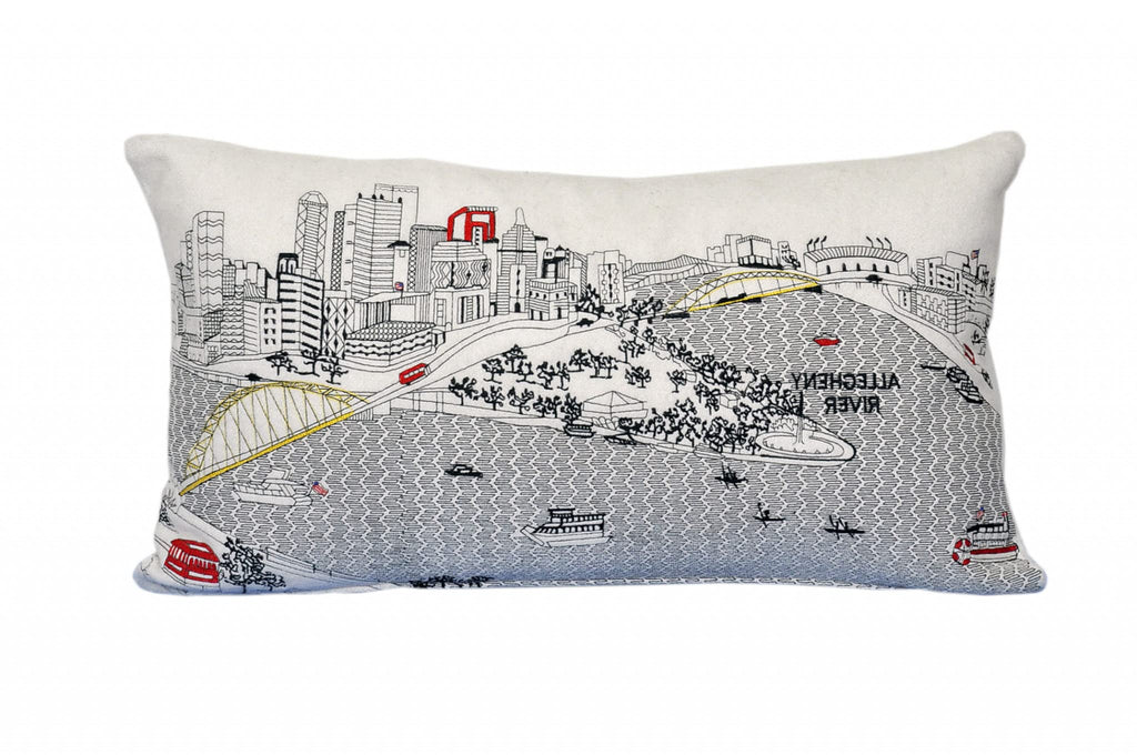 HomeRoots Cream 24' White Pittsburgh Daylight Skyline Lumbar Decorative Pillow