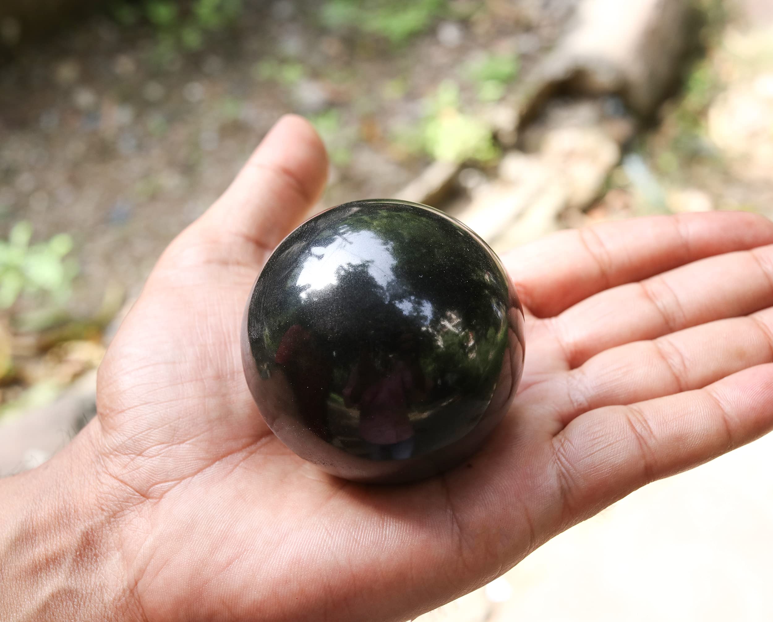 Crocon Black Tourmaline Stone Sphere With Metal Stand Gemstone Sphere Healing Ball Sculpture Figurine For Fengshui Divination Ho