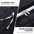 Hymokege Black Twin Duvet Cover Set, Ultra Soft & Breathable 3Pc Seersucker Duvet Cover Set With Zipper Closure & Corner Ties -