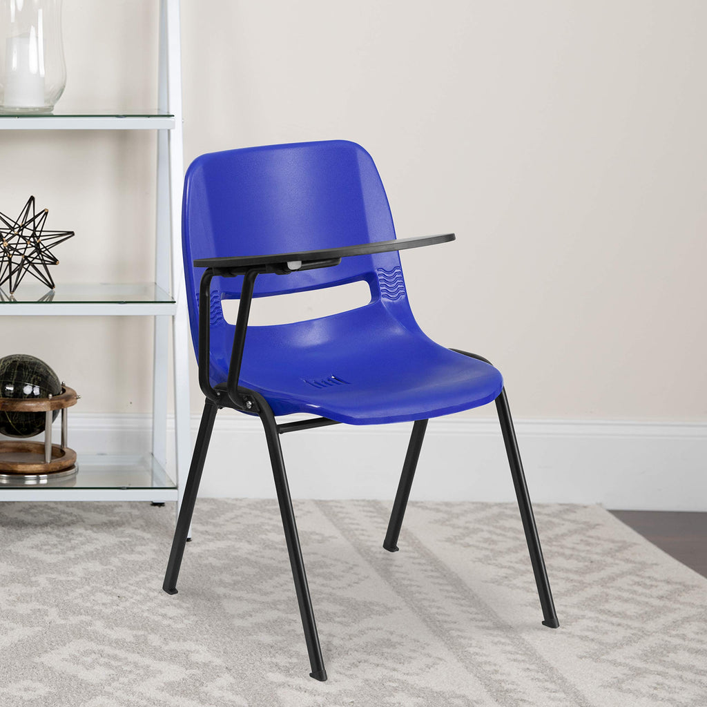 Flash Furniture Hercules Blue Ergonomic Shell Chair With Right Handed Flip-Up Tablet Arm