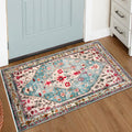 Lahome Boho Tribal Area Rug - 2x3 Small Aqua Bath Rugs Kitchen Throw Mat, Soft Washable Non Slip Non Shedding Bohemian Bathroom 