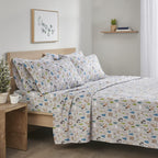 Comfort Spaces Cotton Flannel Breathable Warm Deep Pocket Sheets With Pillow Case Bedding, Twin, Multi Forest Animal 3 Piece