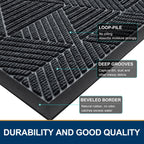 Smiry Front Door Mat Outside Entrance, Heavy Duty Natural Rubber Mat, Sturdy Trap Dirt And Moisture Indoor Outdoor Door Mat, Easy Clean Low Profile Doormat Outdoor Entrance, 47X32 Inch, Grey