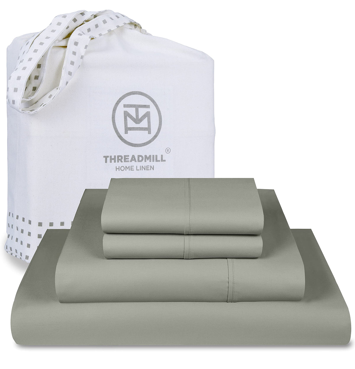 Threadmill Luxury 800 Thread Count Full Size 100% Cotton Sheets - Moonrock Grey Sateen Weave Bed-Sheets, Better Than Egyptian Co