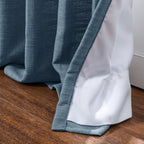 Twopages Double Layer Lined Curtain Aegean Blue Linen Blend Light Filtering Pinch Pleat Curtain For Kitchen, Room Darkening Wind