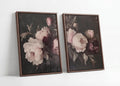 KKJ Vintage Floral Unframed Canvas Prints Set of 2, Moody Peony Rose Wall Art, Unstretched Rolled Canvas, for Living Room Bedroo