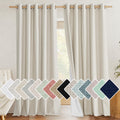 NICETOWN Extra Long Natural Linen 100% Blackout Curtains 120 inches Length 2 Panels Set with Thermal Insulated Liners, 62 Width,