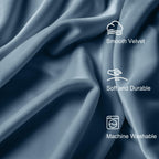 Lazzzy Blackout Velvet Curtains Blue Thermal Insulated Curtains 84 Inch Long Drapes For Bedroom Living Room Darkening Window Treatments Grommet Living Room Curtains Set Of 2 Panels Dark Slate