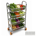 Mikanix Stainless Steel Vegetable & Fruit Storage Rack With Wheels, Kitchen Storage Basket Organizer, Rust Proof Stand For Onion