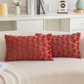 Aqothes Set Of 2 Heart Love Cute Wine Red Decorative Throw Pillow Covers 12X20, Soft Plush Faux Fur Wool Pillow Covers For Couch