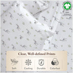 California Design Den Printed Queen Size Bed Sheet Set, 100% Organic Cotton Percale Sheets, Deep Pocket Queen Sheets & Pillowcase Set - Llama