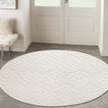 Nourison Versatile Indoor/Outdoor Ivory White 5' X Round Area Rug, Easy Cleaning, Non Shedding, Bed Room, Living Room, Dining Ro