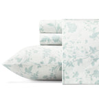 Laura Ashley - King Sheets, Soft Sateen Cotton Bedding Set - Sleek, Smooth, & Breathable Home Decor (Garden Palace Blue, King)