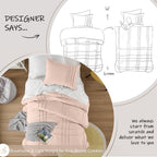 Comfort Spaces Blush Twin Size Duvet Cover Set - 2 Pieces Pintuck Pleated Duvet Cover Twin, All Season Lightweight, Extra Softness Pre-Washed Microfiber Twin Bedding Cover Shams, Twin/Twin Xl