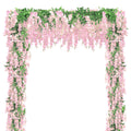 Findosom Wisteria Artificial Flowers Garland, 10Pcs Total 72FT Pink Wisteria Hanging Flowers, Flower Garland Decorations for Hom