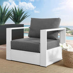 Modway Tahoe Modern Fabric/Aluminum Outdoor Armchair In Charcoal/White