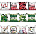 FuWeave 12 Pcs Valentines Day Pillow Covers 18 x 18 Inch St Patricks Easter Pillow Covers Heart Lucky Shamrock Clovers Bunny Eg