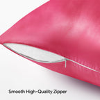 Bedelite Satin Pillowcase With Zipper, Hot Pink Pillow Cases Queen Size Set Of 2, Super Soft And Cooling Similar To Silk Pillow